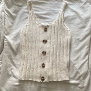 Cream white, Love Glam Girl tank top with buttons up the font